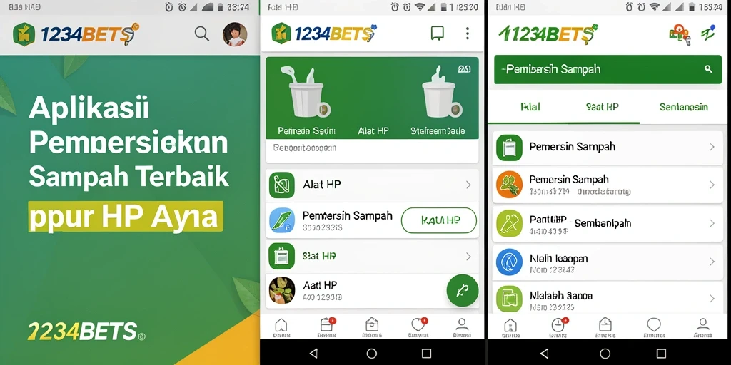 Tampilan antarmuka utama aplikasi Pembersih Sampah 1234BETS.