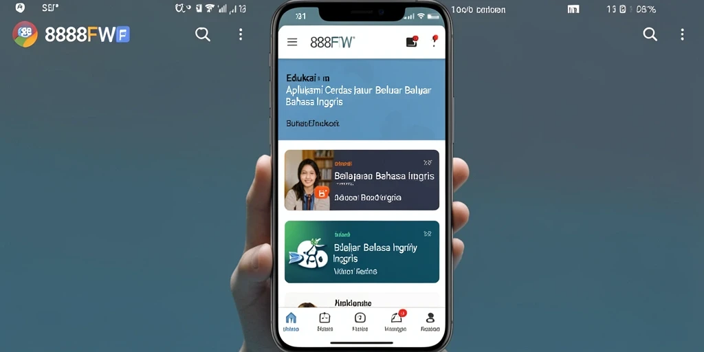 Antarmuka aplikasi 888FW saat belajar Bahasa Inggris.