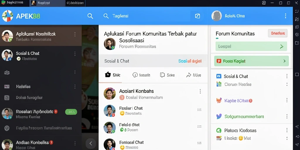 Screenshot antarmuka aplikasi APEK88 menampilkan forum komunitas yang aktif.