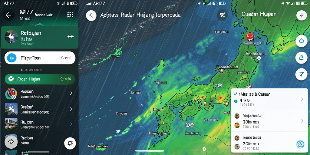 Tampilan antarmuka utama API77 dengan informasi radar hujan.