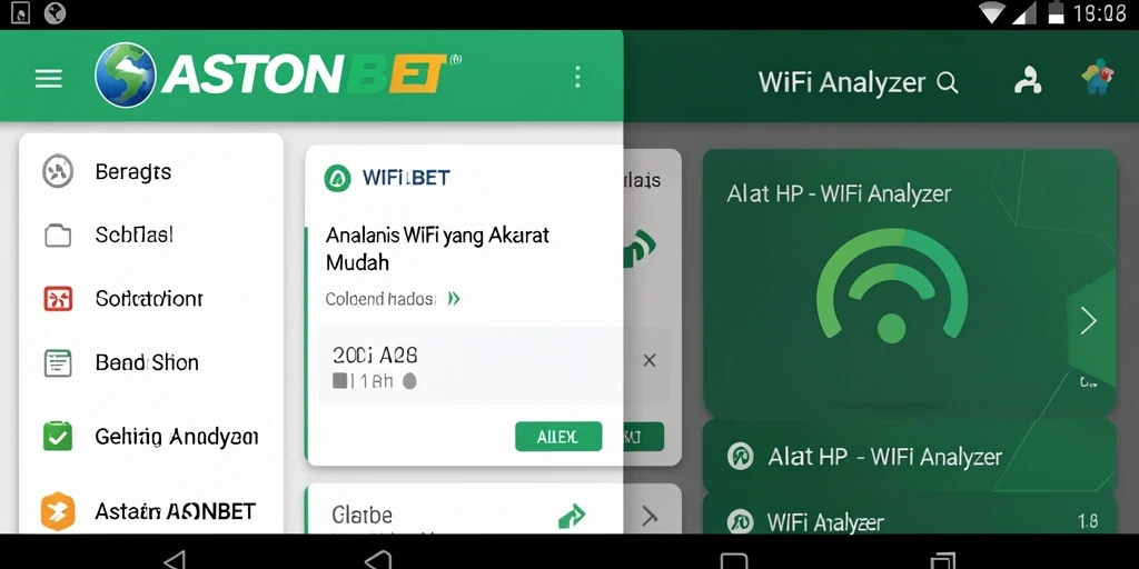 Screenshot utama ASTONBET menampilkan grafis analisis jaringan WiFi.