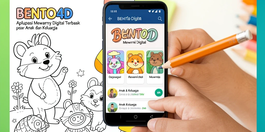 Tampilan antarmuka BENTO4D saat anak-anak mewarnai gambar.