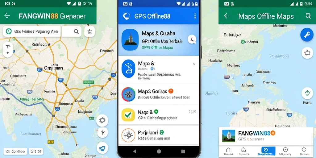 Antarmuka aplikasi FANGWIN88 untuk navigasi GPS Offline Maps.
