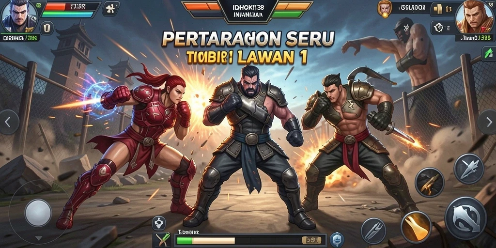 Tampilan antarmuka game IDRHOKI138 saat pertarungan 1 lawan 1.