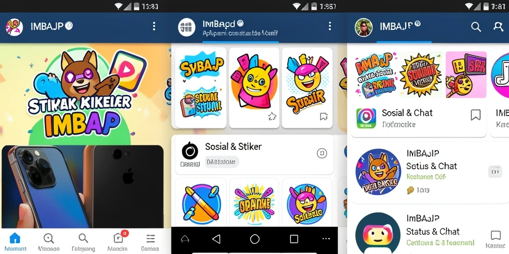 Tampilan stiker kreatif dari aplikasi IMBAJP untuk status.